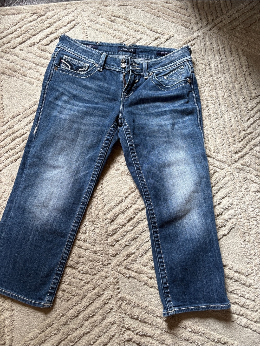 Vigoss Women's Straight Leg Cropped Jeans - Blue Wash